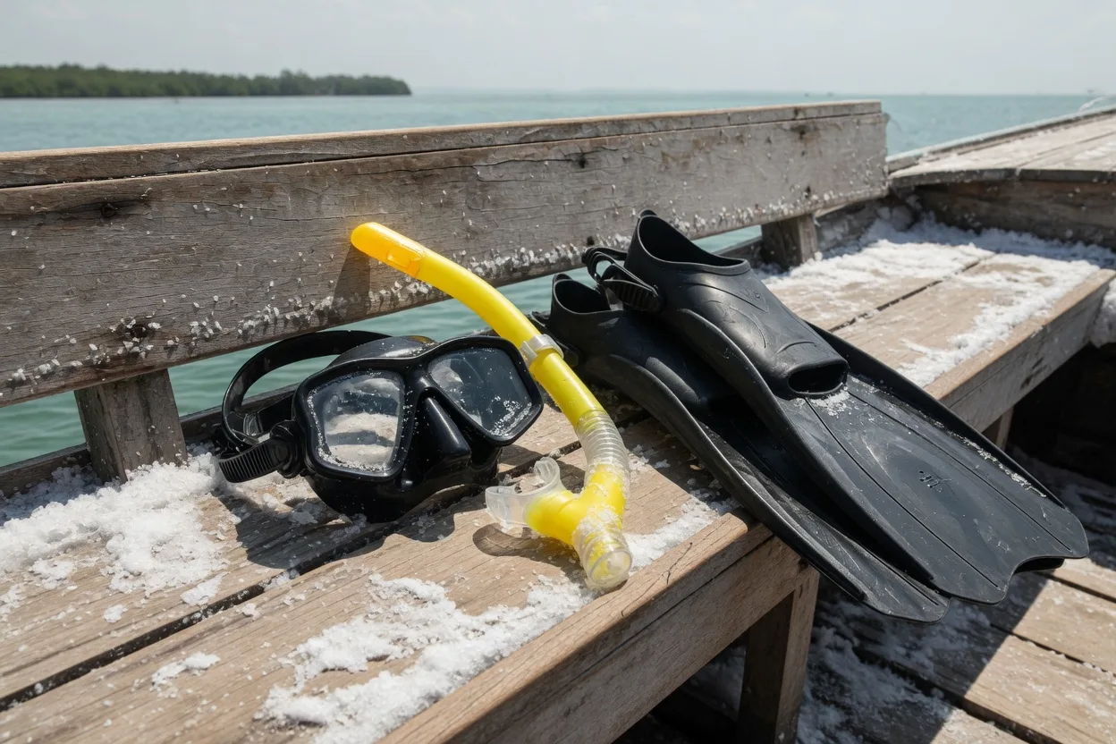 Snorkel or dive — on the ground.